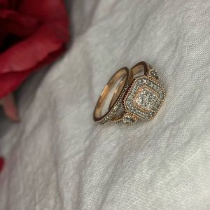 Rose Gold Size 4.5 Wedding Set 3/8 CTTW